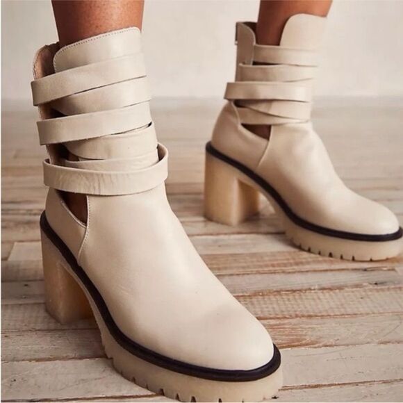 Free People Shoes - FREE PEOPLE | Jesse Cutout Leather Boot In White | 39.5